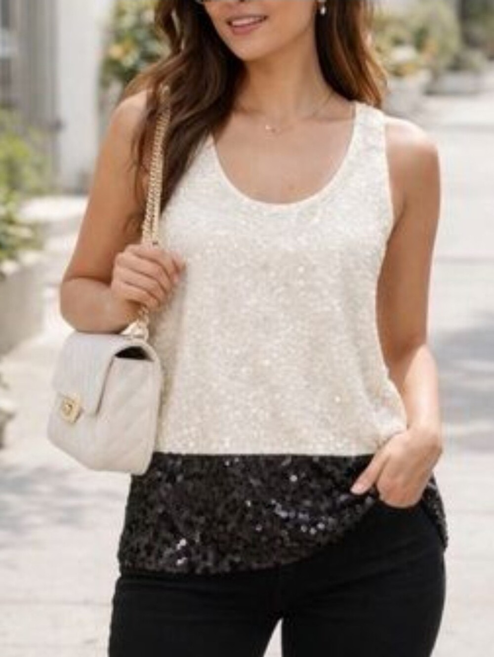 J. Crew Two-Tone Sequin Tank Top Fall 2015
